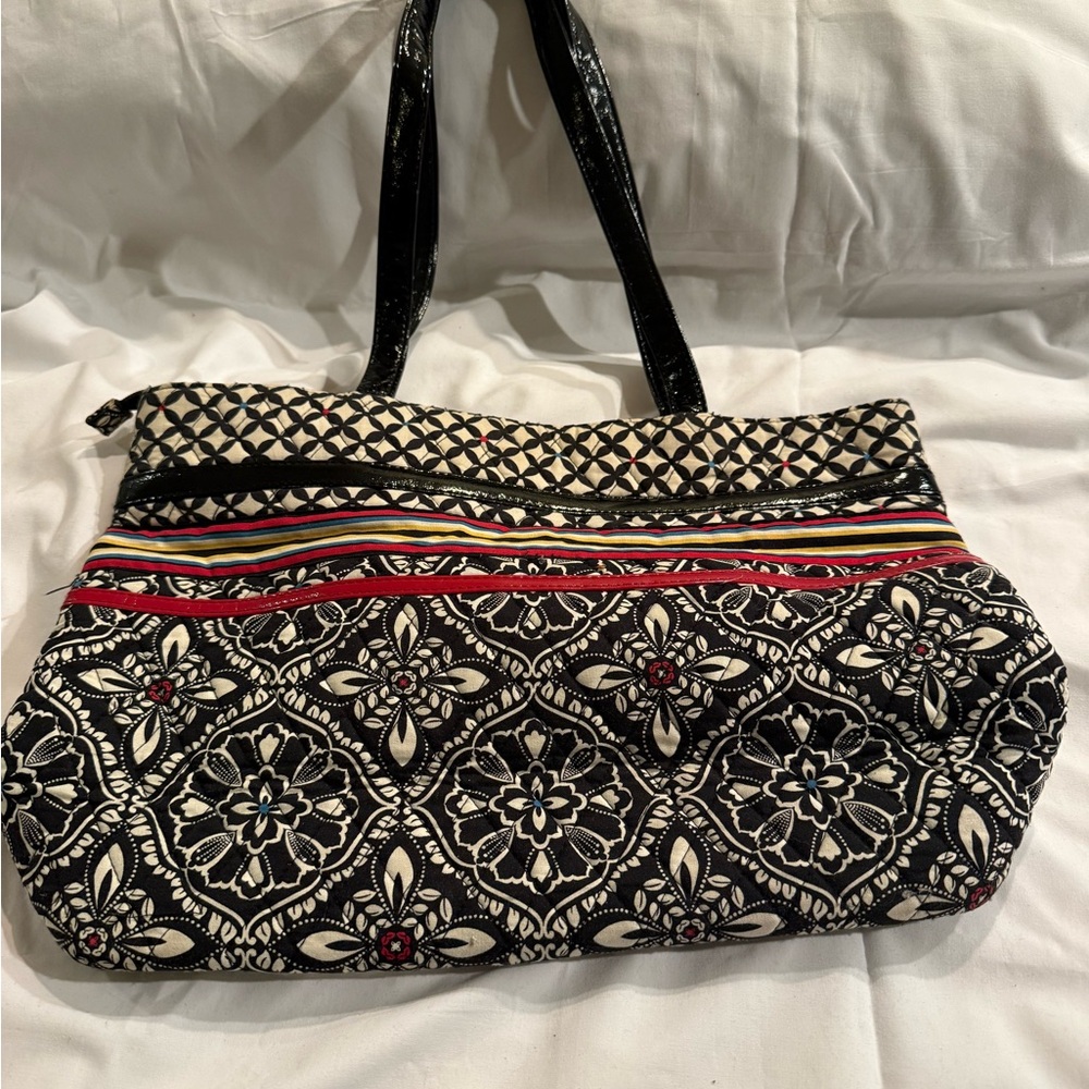 Vera Bradley Black and Cream Floral Tote